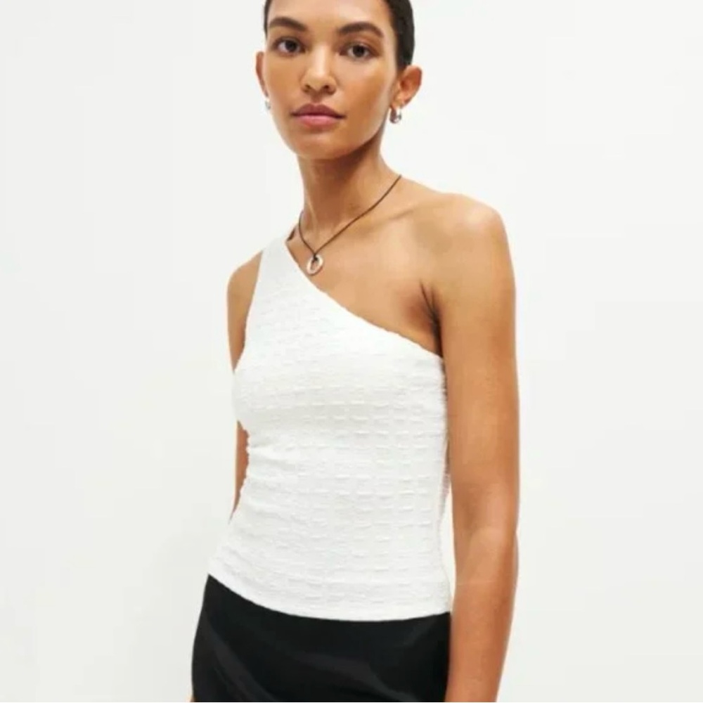 Reformation White One-Shoulder Henriette Tank Top Size Medium